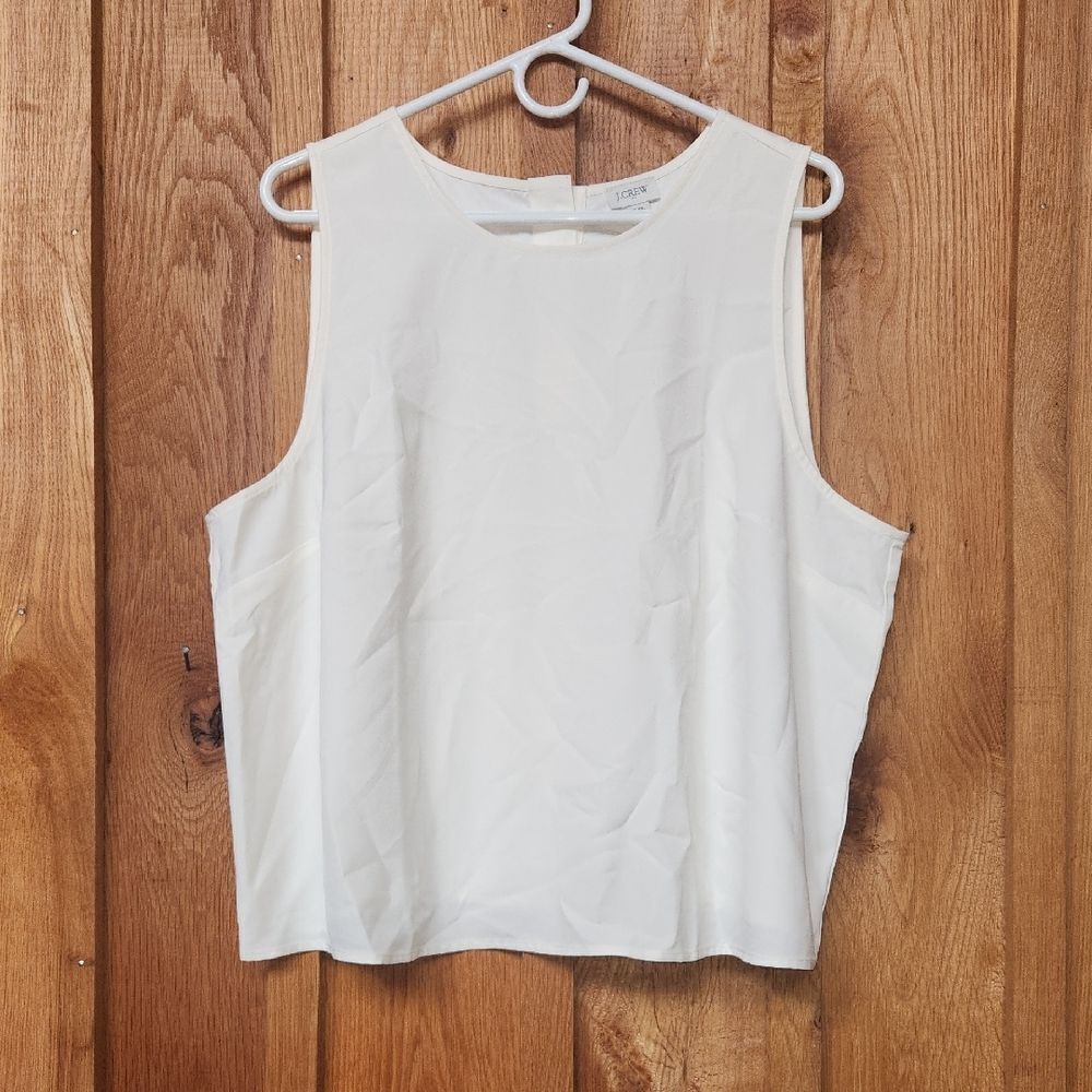 J. Crew Sleeveless Round Neck Button Back Lightweight Blouse, XXL, Ivory Ret $70